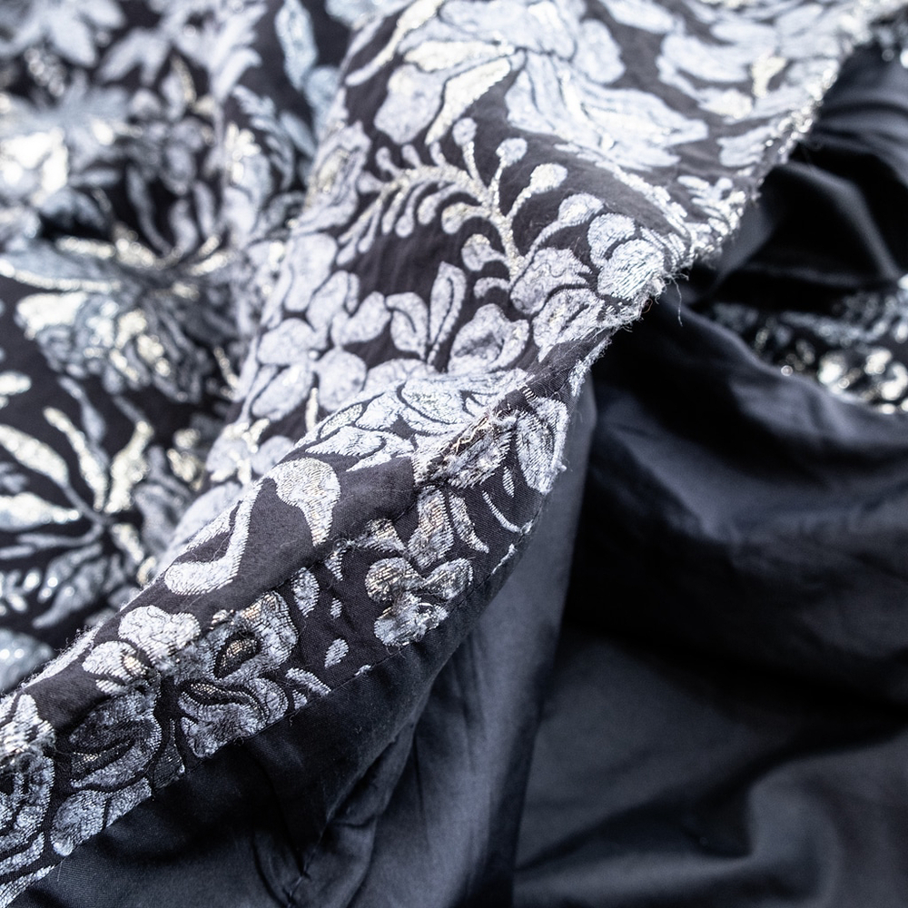 Theia Floral Slate Ballgown Dress Maxi Silver Floral $1,000 Size 8 - Picture 15 of 16